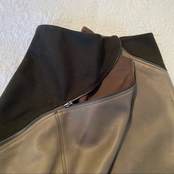 Elie Tahari Leather and Wool Zipper Skirt - 8 - Picture 6 of 15